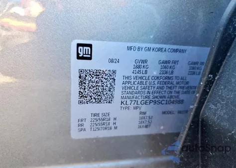 2025 Chevrolet Trax 1Rs z USA, uszkodzony, nr VIN KL77LGEP9SC104988